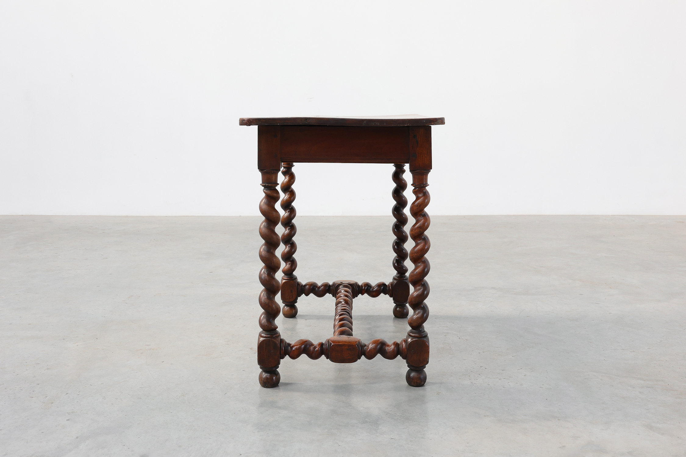 French Barley Twist Walnut Side Table with Drawer, circa 1880thumbnail